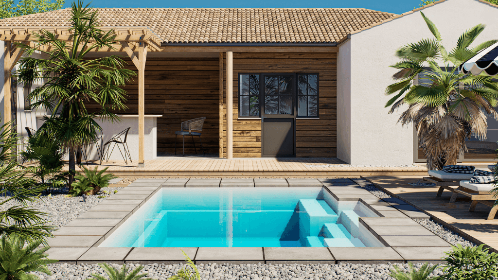 Piscine familiale ombragée